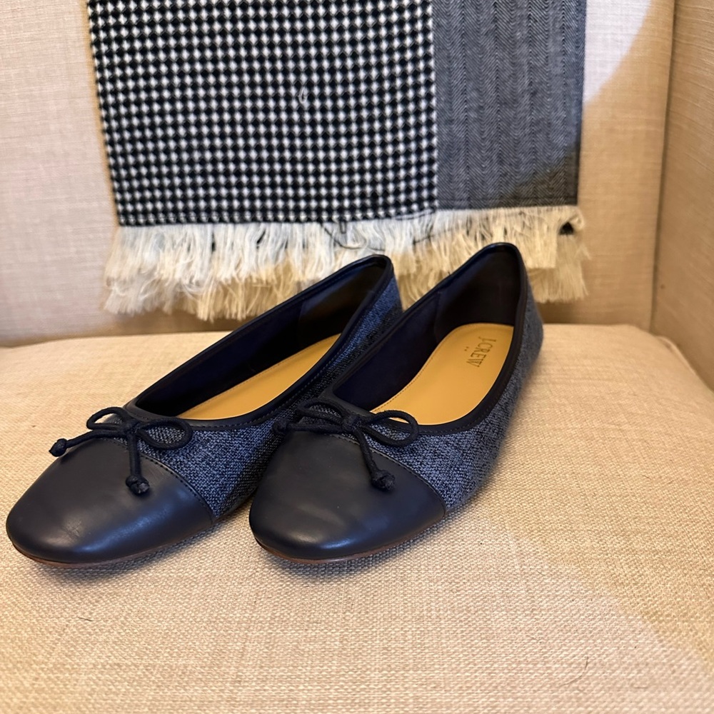 Women’s J Crew Tweed Cap Toe Ballet Flats